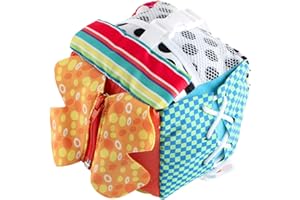 Activity Cube Toy - Large Soft Learning Cube, Plush Cubic Toy with Rattles, Preschool Supplies Fine Motor Skills Toys, Road T