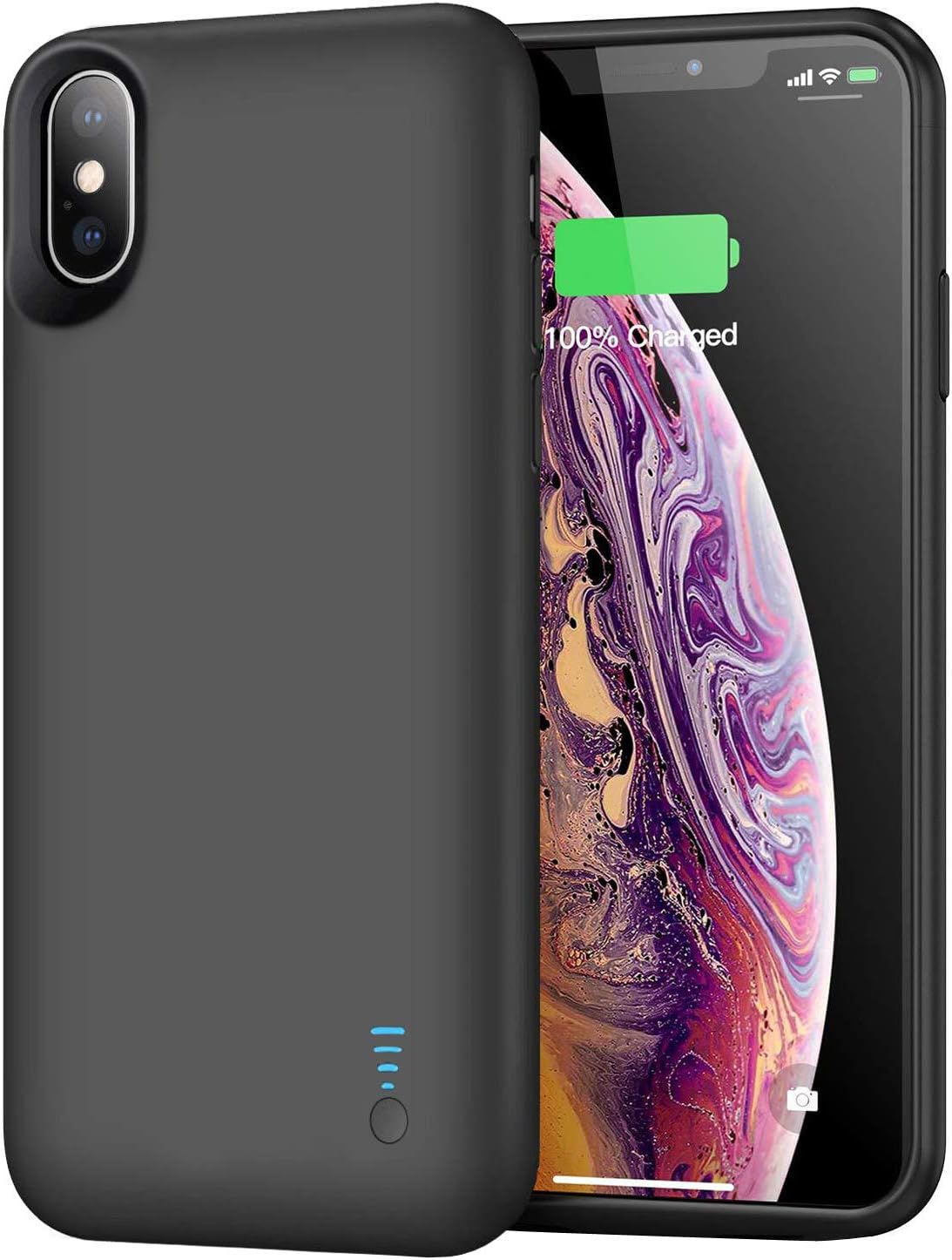 Battery Case for iPhone Xs MAX, 6000mAh Portable Protective Charging Case Extended Rechargeable Battery Pack for iPhone Xs MAX (6.5 inch) Charger Case-(Black)