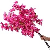 6PCS Silk Bougainvillea Artificial Flowers, UV Resistant, 36 Branches, Long Stems Faux Flower, Realistic Fake Bougainvillea Vines, for Wedding Porch Home Party Garden DIY Decor - 38 inch (Fuchsia)