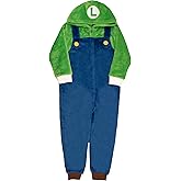 Nintendo Super Mario Brothers Boys Long Sleeve Onesie Zip Coverall with Hoodie Mario & Luigi Cosplay Zip Up Onesie