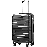 Coolife Hardside Carry-On Luggage with TSA Lock, Spinner Wheels, Telescopic Handle, Lightweight Suitcase (Grey, S(20in_carry on))