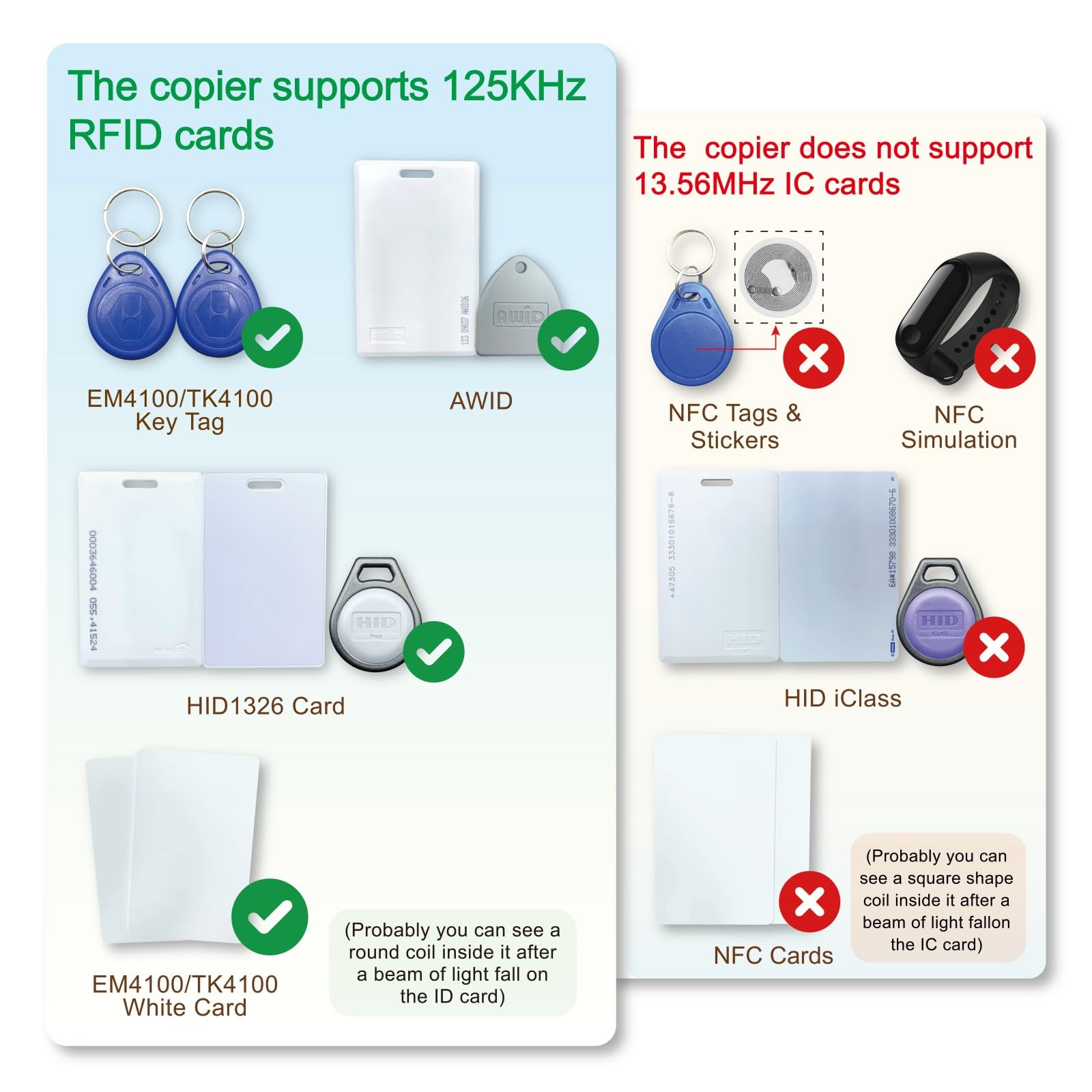 Handheld RFID Copier Smart ID Card Duplicator Used for ID IC HID Card+5pcs Mix Colors T5577 Key fobs