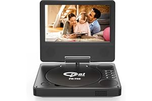 PJGCWB 9.5" Portable DVD Player with 7.5" Swivel Display Screen, 5-Hour Built-in Rechargeable Battery, Car DVD Player,Supports SD Card/USB/CD/DVD and Multiple Disc Formats, High Volume Speaker