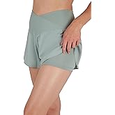 90 Degree By Reflex Crossover Waist Flowy Skort with Built in Shorts