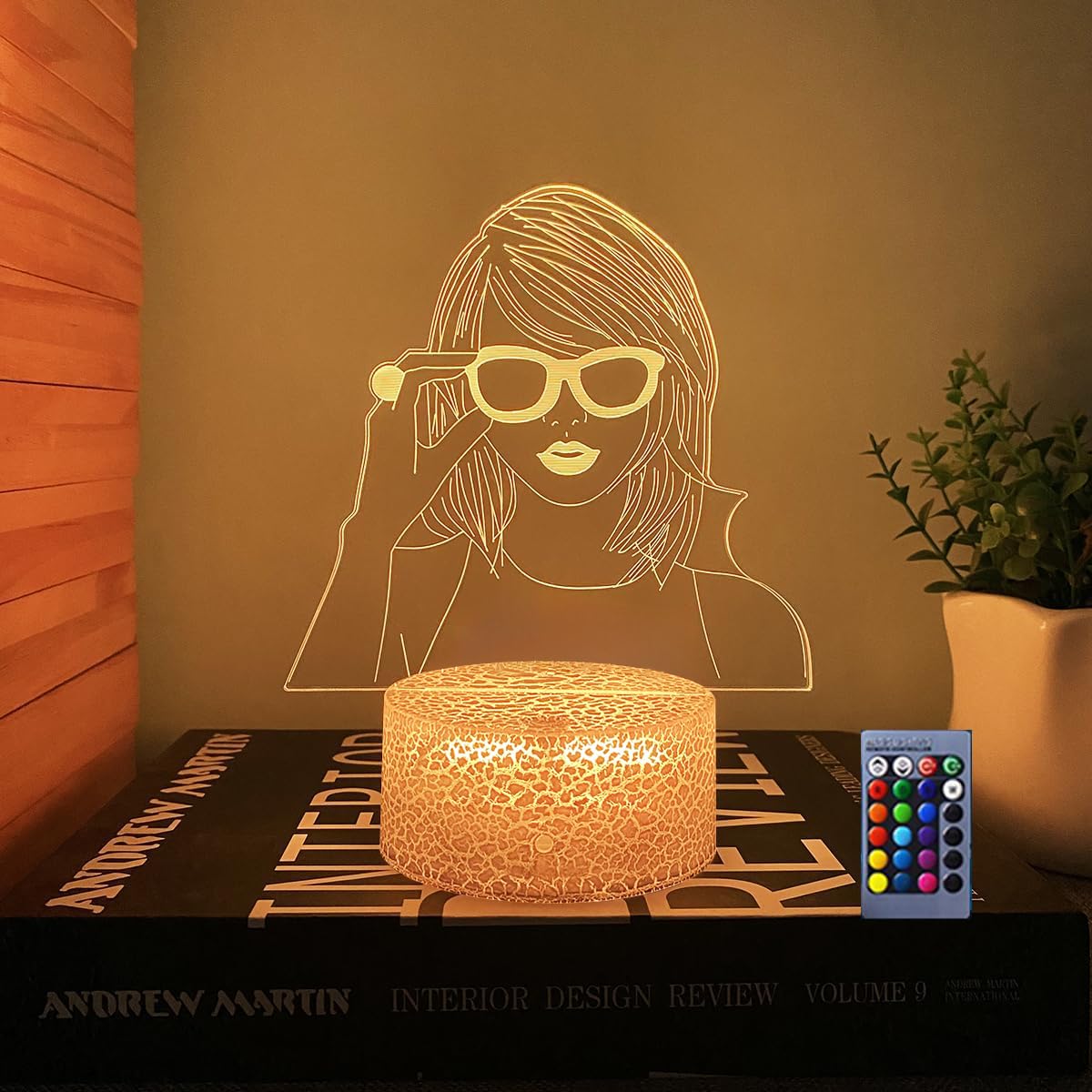 NaiTerpol 3D Illusion Lamp Taylor Cool Night Light,Tay Prezzie for Fans, Decoration for TS Fans. Music Lover,Dimmable 16 Colors Smart Touch with Remote Control [Energy Class A]