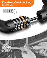 Sportneer High Security Bike Lock 5-Digit Resettable Chain Lock 80-150cm view 2