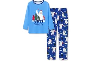 Topgal Boys Girls Pajamas Long Sleeve Sleepwear Trendy Navy Face Tie Dye Checkered 2-Piece PJs Set Comfy Big Kid Size 6-18
