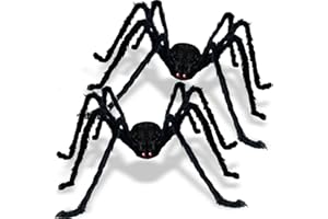 ZMCINER Halloween Spiders Large Outdoor Big Spider Halloween Decorations Realistic Scary Hairy Spiders Halloween Decor (2 Pack 59 Inch)