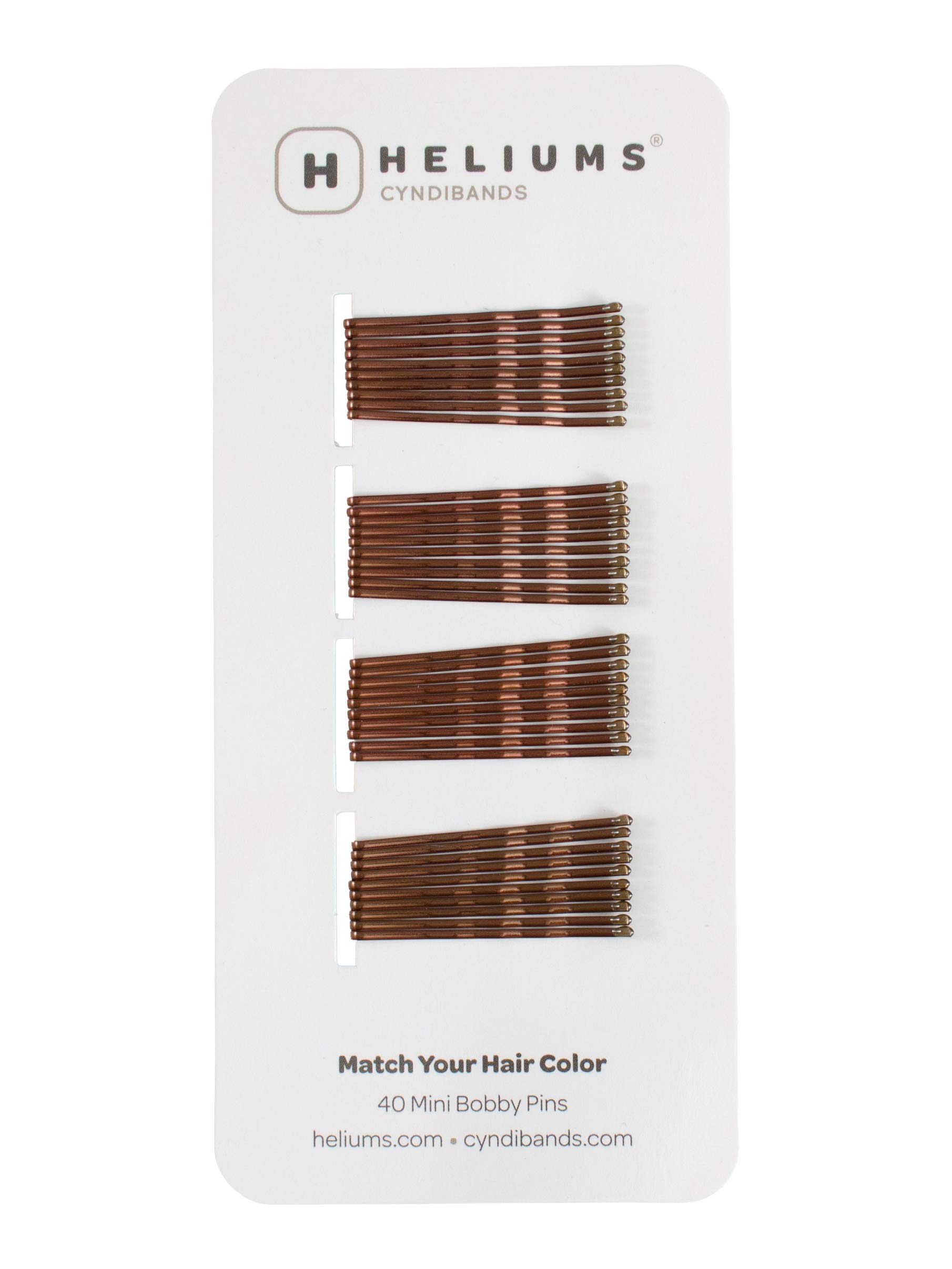 Heliums Small Kirby Pins - Brown - 40 Count, 3.75cm Hair Grips - Mini Hair Pins For Women & Kids