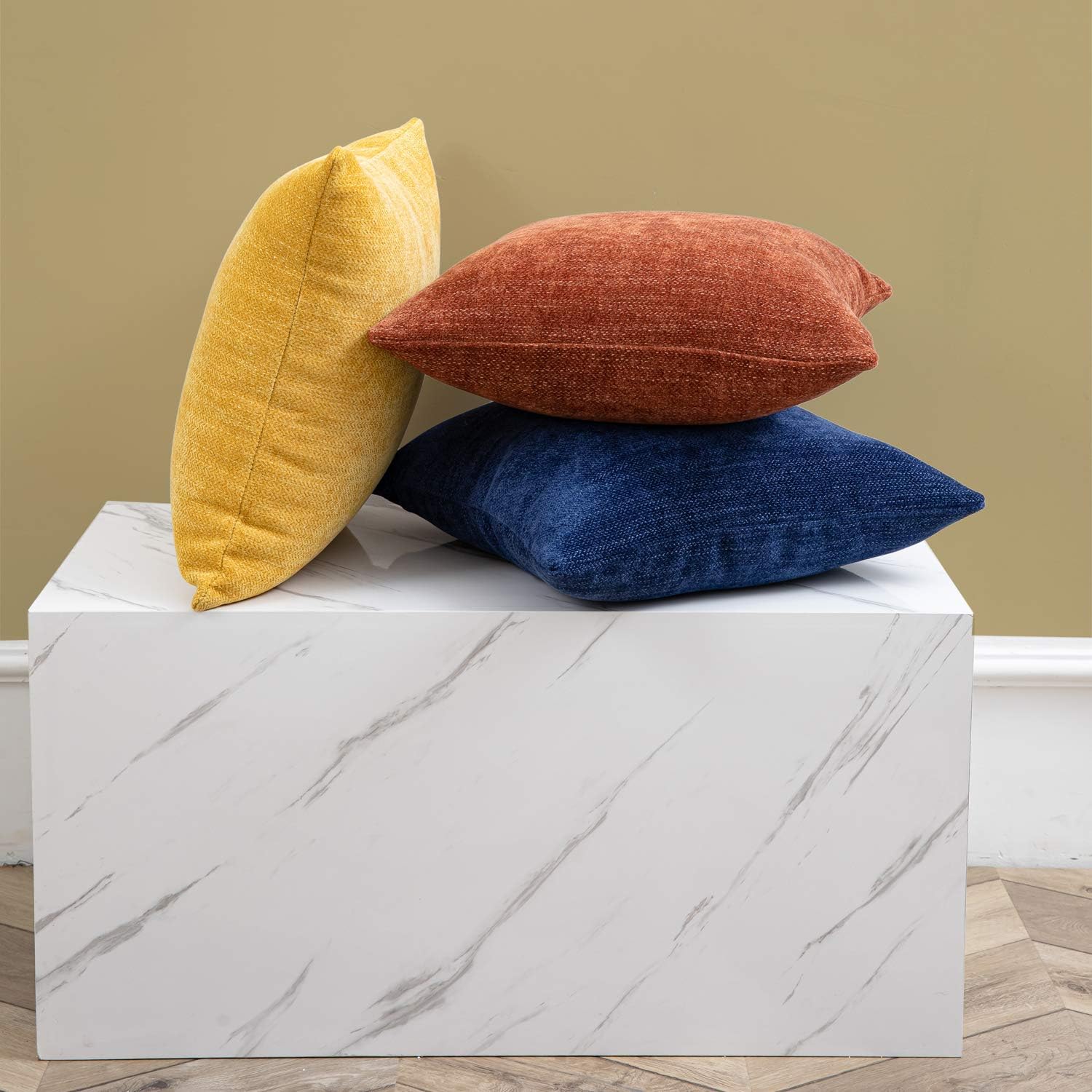 Anickal Rust Pillow Covers 18x18 Inch Set of 2 Farmhouse Rustic Decorative Throw Pillow Covers Square Cushion Case for Home Sofa Couch Decoration: Home & Kitchen