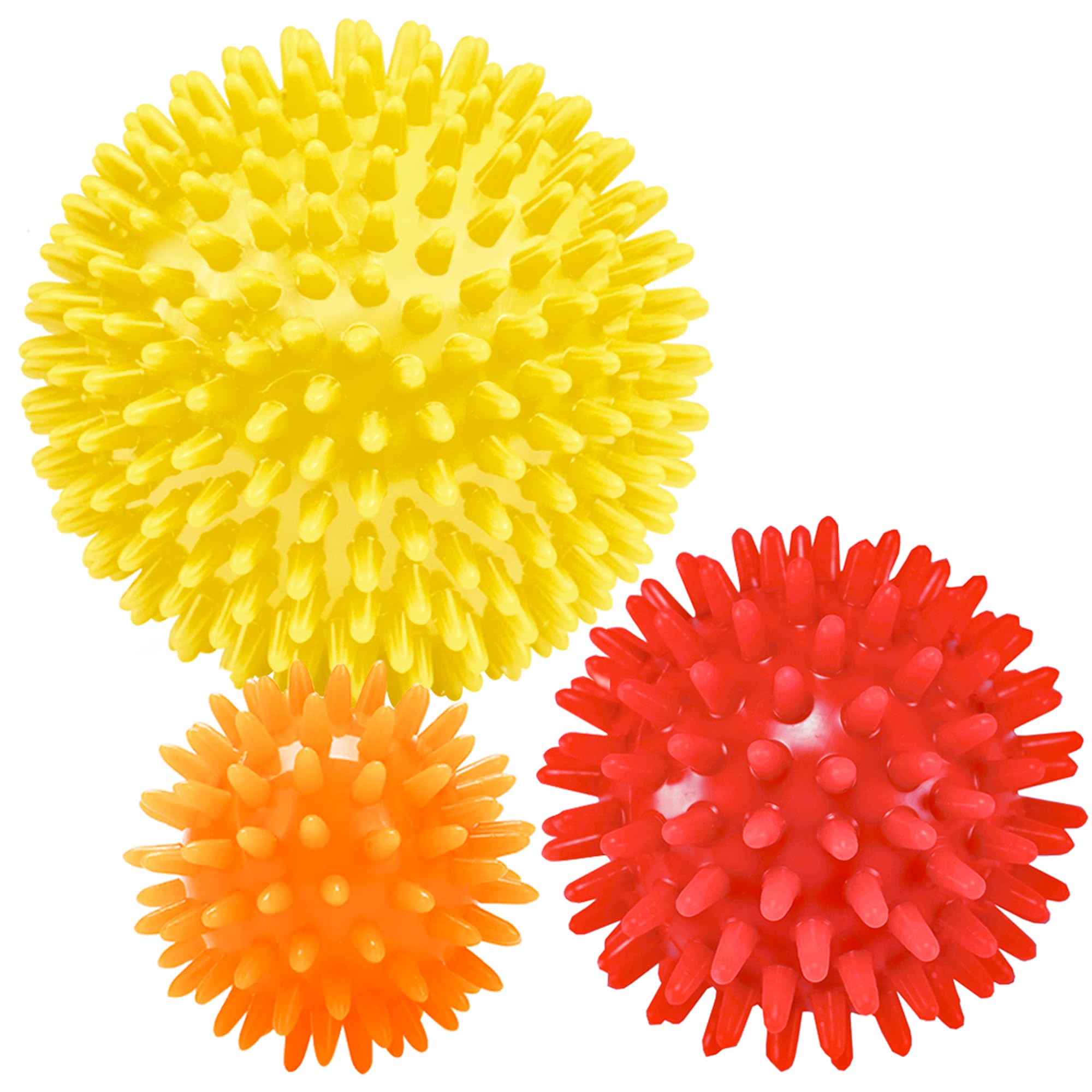 Beenax Spiky Massage Balls (Set of 3) - 6cm, 8cm, 10cm - Plantar Fasciitis, Trigger Point, Deep Tissue, Myofascial Release, Stress Ball, Yoga Pilates Exercise, Rehab, Physio
