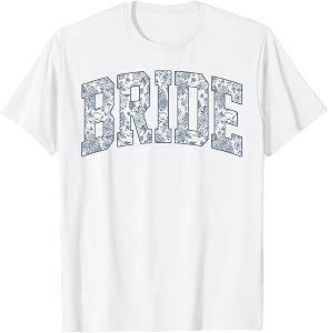 Bride Blue Toile Bridal Party Wedding Gift T-Shirt