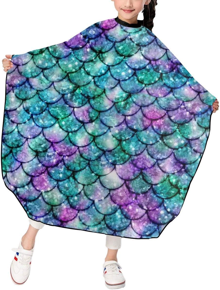 tiao9143 Mermaid Fish Scales1 Kid Haircut Hairdressing Apron Adjustable Waterproof Barber Salon Gown Cape Cover Gift