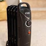 Russell Hobbs 650W Oil Filled Radiator 5 Fin Portable Heater Black Thermostat view 4