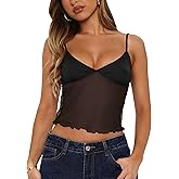 Avidlove Bralettes for Women Mesh Tank Top Slim Y2K Camisole See Through Sheer Bralette Party Club Top