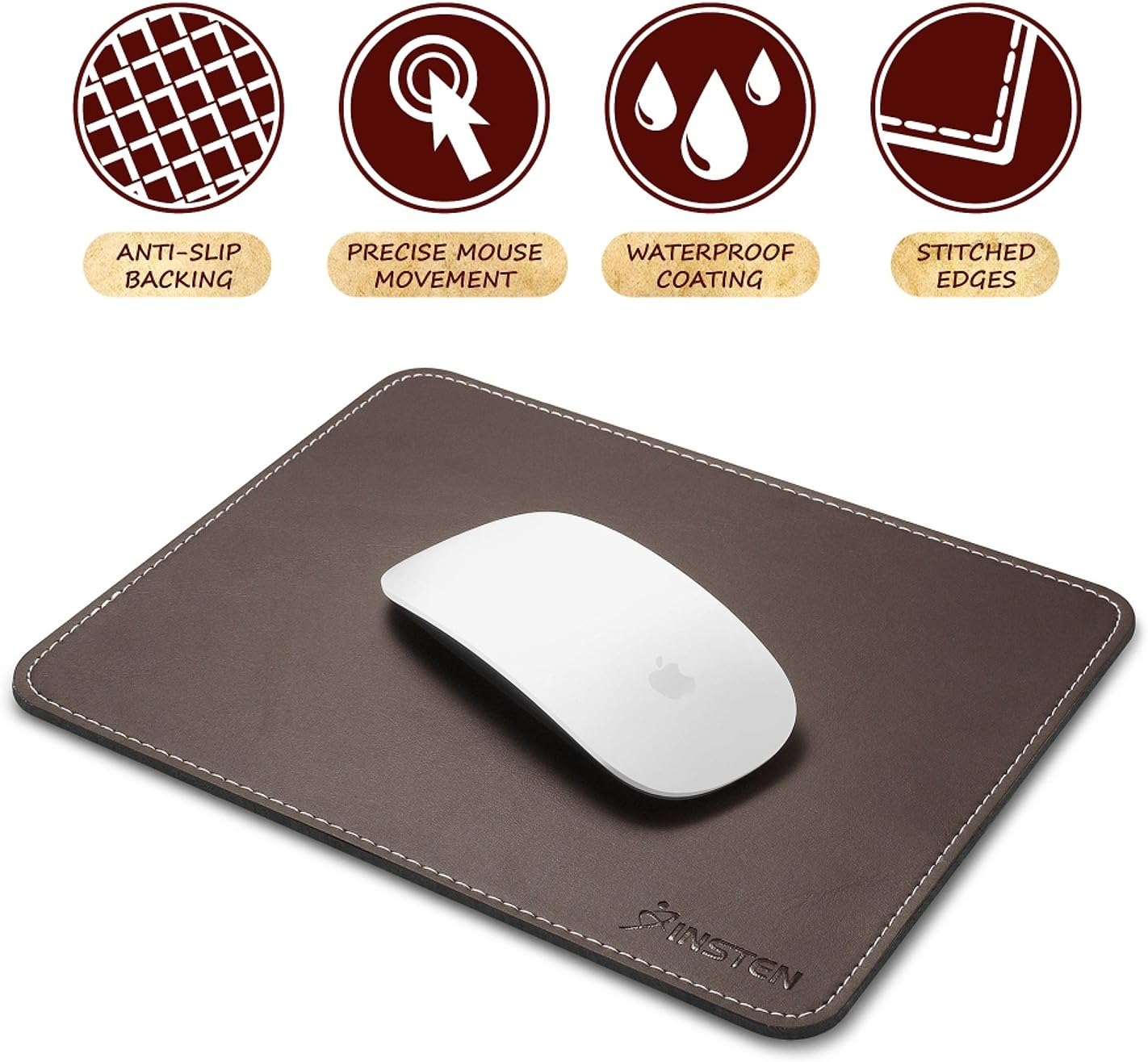 PU Leather Mouse Pad with Waterproof Coating NonSlip & Elegant US
