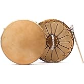 Shamans Market Native American Style Buffalo Hide Frame Hand Drum - 15 in - Handmade Maple Frame Shamanic Drum with Beater for Sound Healing, Meditation &amp; Drum Circles