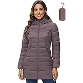 ROYAL MATRIX Women's Packable Puffer Jacket Lightweight Puffer Coat with Hood Long Winter Warm Travel Puffer Jackets