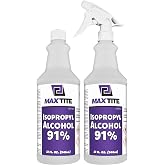 MaxTite 91% Isopropyl Alcohol (Half-Gallon (2 Pack, 32 fl oz) - Includes Heavy-Duty Spray Nozzle - Made in USA
