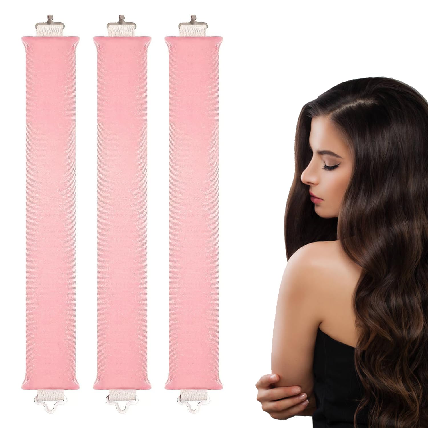 3 Pcs Overnight Blowout Rods | Heatless Curlers Headband for Women and Girls | Curlers for All Hair Types | Comfortable (Pink)