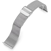 MiLTAT 21mm Quick Release Tapered Milanese Mesh Watch Band Brushed