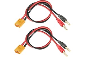 WOODGUILIN XT60 Charging Cable,Connector Plug to 4mm Banana Connector Adapter Charger with 12AWG 30CM Cable Connector,RC Battery Charge for Helicopter Quadcopter Lipo Battery(2 Pack XT60)