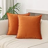 JIAHANNHA Decor Velvet Orange Throw Pillow Covers Pack of 2 Decorative Soft for Couch Sofa Bedroom Livingroom Car 18×18 Inches