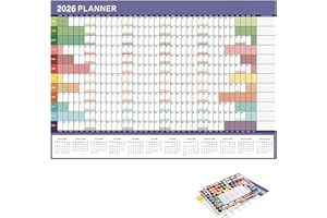 2026 Full Year Wall Calendar, Big Ass Year Calendar 2026, Scheduling Management Planner Organizer, With Stickers Tape, 74.2x5