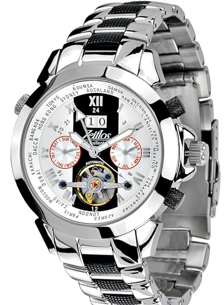 Zeitlos ZL-ES-10 B Automatik Herrenuhr Armbanduhr Exzellent Beast Farbe silber Carbon Uhr Herren Herr Mann Männer Männeruhr A