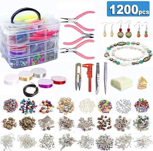1200pcs Jewelry Making Supplies Kit Girls Bracelets DIY Making Set