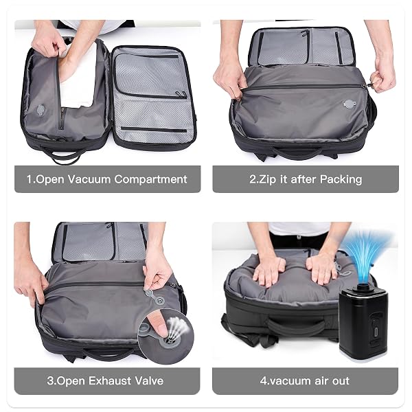 BANGE BACKPACK WITH ANTI-THEFT VACUUM COMPRESSION TRAVEL BACKPACK,EXPANDABLE BACKPACKS WITH PUMP FOR AIRPLANES