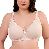 sheroine Women's Minimizer Underwire Full Coverage Bra Non Padded Plus Size V Neck Everyday Bras