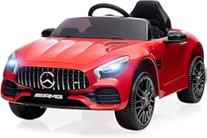 HarmoHaby 12V Kids Ride On Car, Power Battery Electric Vehicles for 3-8, Licensed Mercedes-Benz Ride On Toys Car w/Parent Remote Control, Mp3 Player - Red