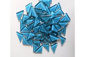 PINUO&KE Mosaic Tiles 110 Pieces / 200 g Pack of Crystal Freestone Mosaic Mosaic Tile Supplies for Home Decoration, DIY Crafts, Plates, Picture Frames, Flowerpots – 1～2 cm Triangle Tiles (Blue)