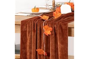 MLMC Velvet Table Runner 10ft Luxury Velvet Fabric Elegant Fall Table Decor 20x120 Inches for Thanksgiving Wedding Christmas New Year Home Decor, Terracotta