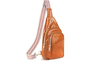 TORRYZA Sling Bag for Women, Leather Fanny Pack with Detachable Strap, Crossbody Chest Bag with Anti Theft for Travel(Brown)