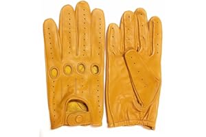 Genuine Sheep Leather Unlined Driving Gloves Men Mustard/Small