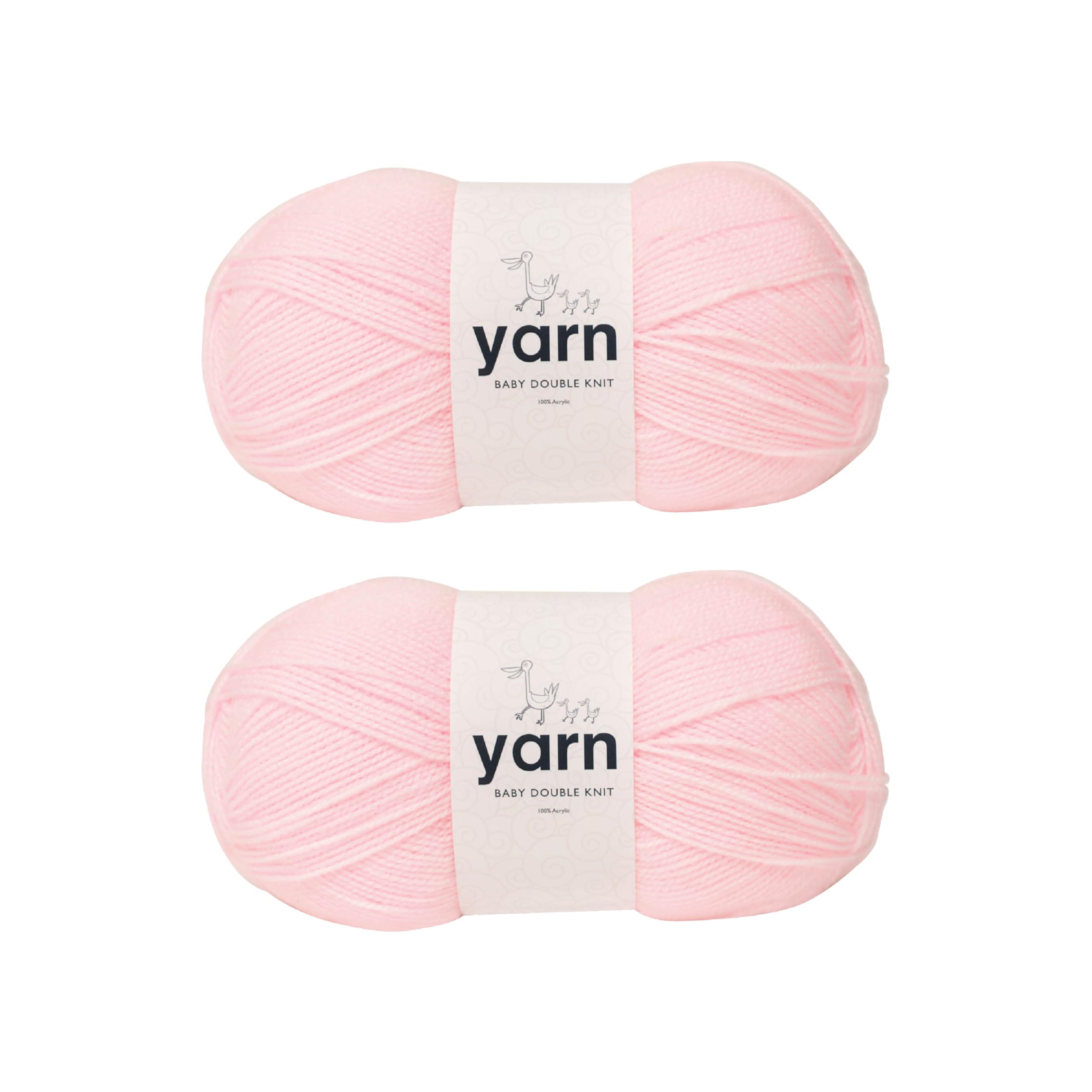 Korbond Baby Pink Yarn -2 x 100g Acrylic Baby Yarn - Soft, Lightweight, Hypoallergenic & Durable (200g/580m Total)