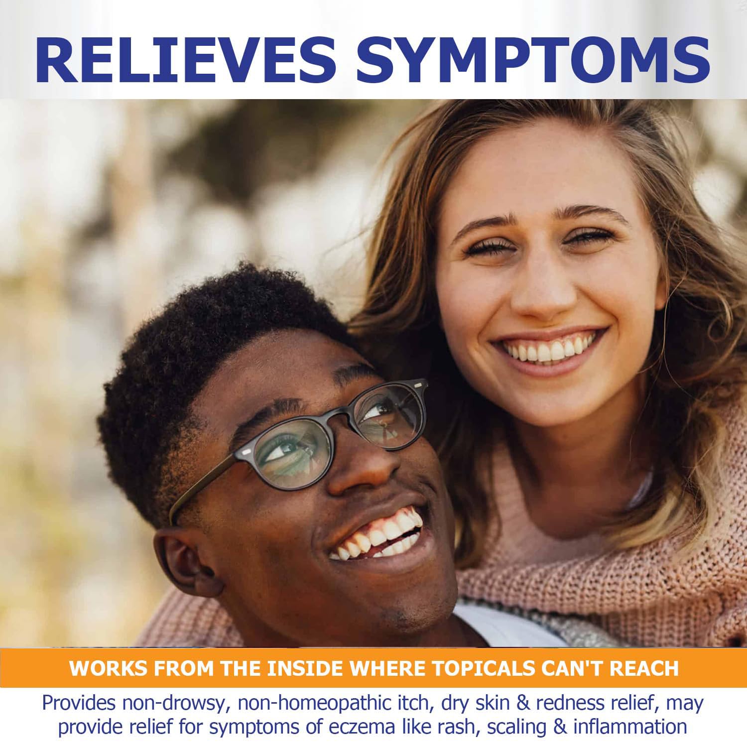 Naturevite Sugar-Free Eczema Treatment Gummies — USA-Made, 10x Effective, 20+ Vitamins Support Eczema Treat, Psoriasis, Rosacea & Dermatitis — Healthy Skin, Soothes Itching & Redness (60 Gummies)