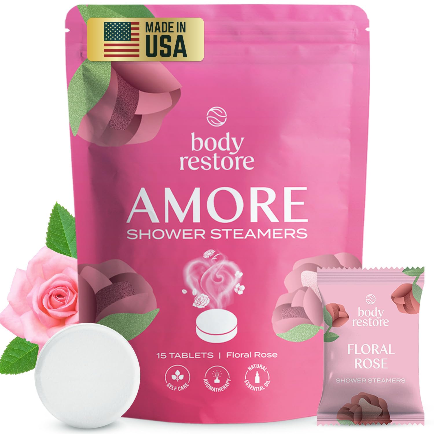 Photo 1 of Body Restore Shower Steamers Aromatherapy 15 Pack - Birthday Gifts for Women, Men, Travel Essentials, Stress Relief, Relaxation, Self Care - Rose