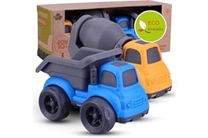 Aigitoy Toddler Car Toys for 3 4 5 Year Old, BPA Free, Phthalates Free, PVC, Dump Truck, Mixer Cement, Easter Basket Christmas Birthday Gifts for 3 4 5 Year Boy Girl.