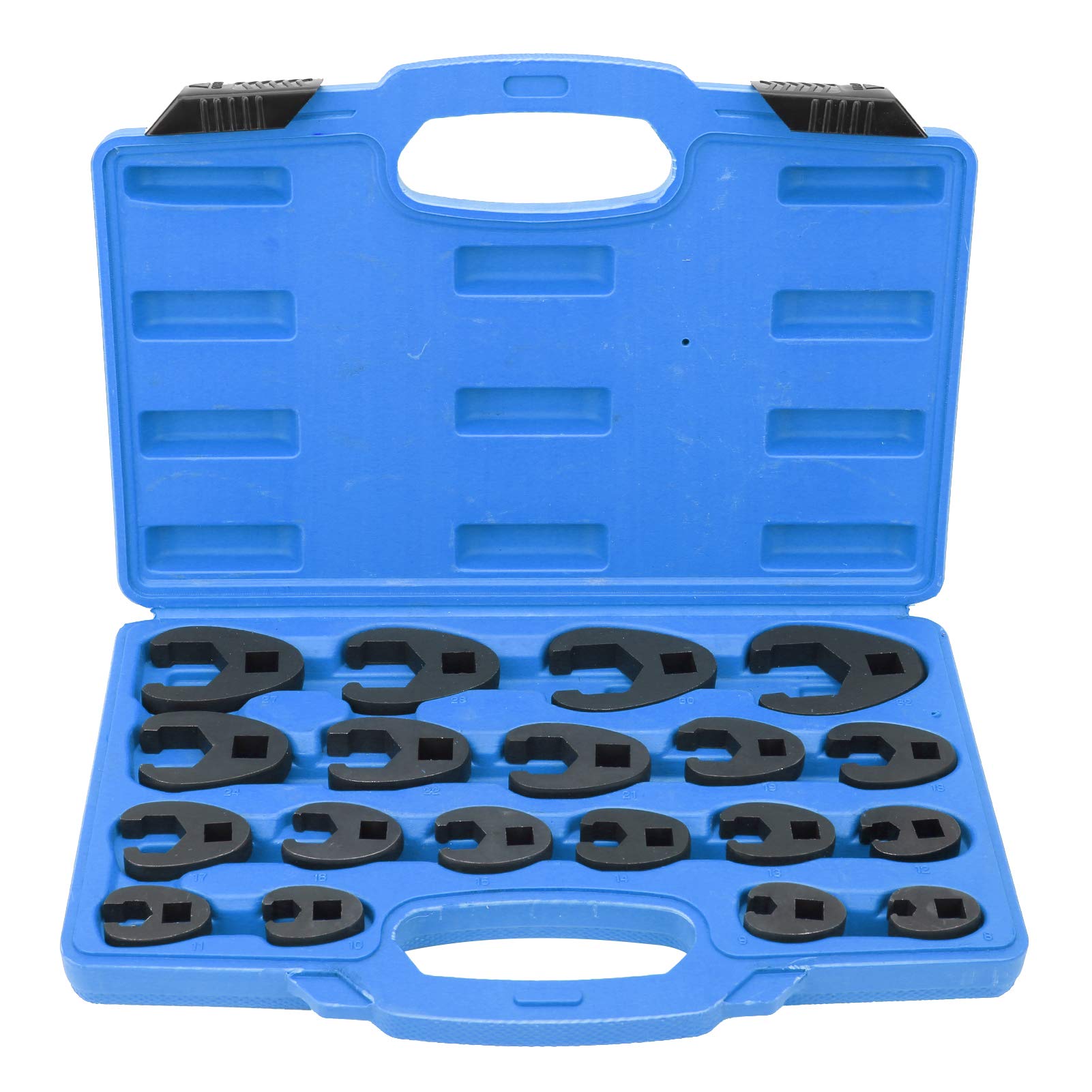 Cocoarm 19pcs Crowfoot Wrench Set 8‑32mm/0.3‑1.3in Crow's Foot Wrench Metric Set Cr‑Mo Steel Replaceable Hexagonal Open‑End Wrenches for 3/8in or 1/2in Ratchets and Extensions