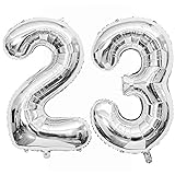 Silver 23 Number Balloons, 40 Inch Giant Number 23