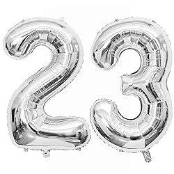 Silver 23 Number Balloons, 40 Inch Giant Number 23