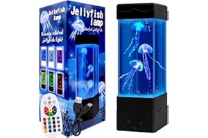 BAOYIKU Jellyfish Lamp, 16 Color Changing Jellyfish Liquid Lamp, Fish Aquarium Night Light Bedroom Office Desktop Decoration Birthdays Christmas Gifts for Kids Adults…