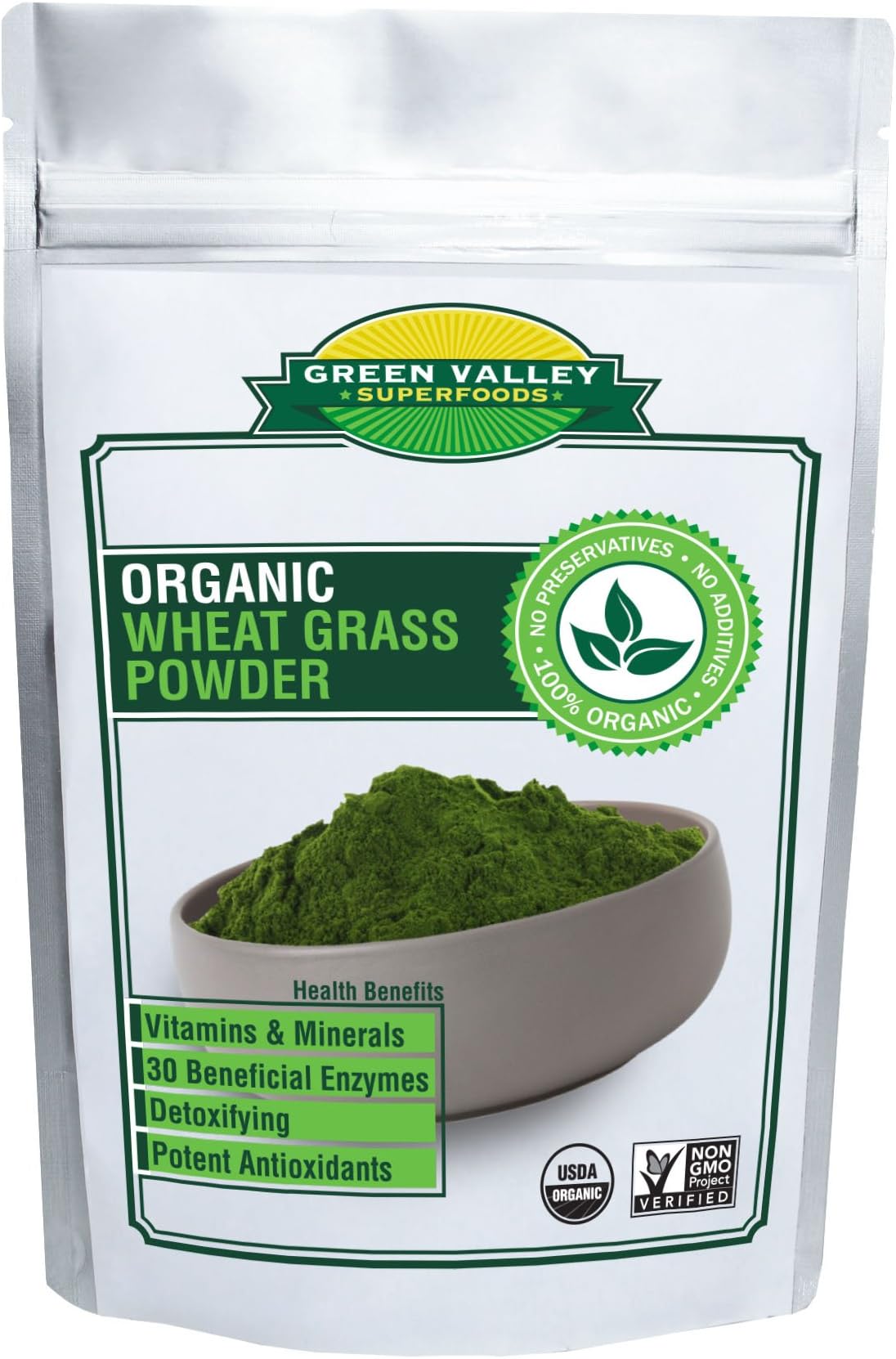 Green Valley Organic Wheatgrass Powder - Vegan, Raw and Non-GMO Superfood - 16 oz/ 8 oz (48 Servings)
