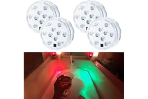 Dobertry Bathtub Lights, Battery Powered Underwater Glow Light for Bathtime Bath Tub Spa Light Bathroom Shower Light, Bath Accessories for Women Relaxing, Remote Control Color Changing, RGB, 4pcs