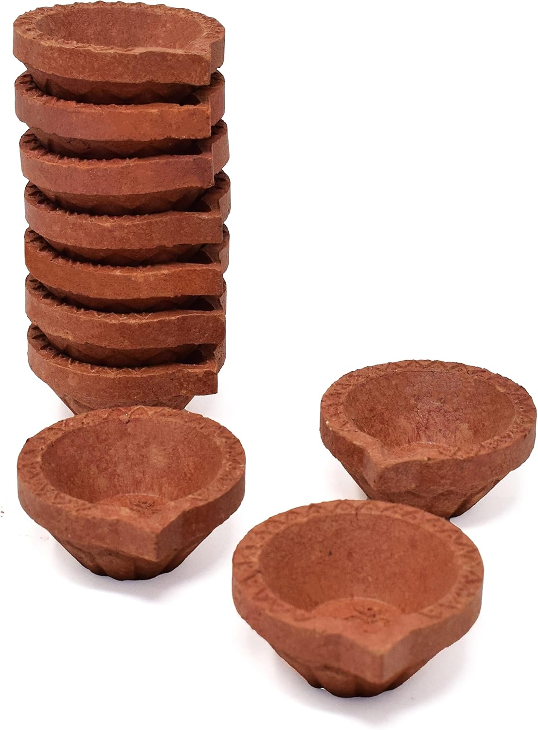 Oil Lamps & Accessories - HASHCART® Clay Diya Diwali Diyas [21 Pcs] Diya Lamp for Pooja - Mitti Diya Earthern Terracotta Diya - Mitti Diya with Om Design Diwali Decoration Indian Gift Items