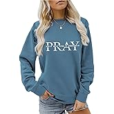 GUQDZOF Pray for it on it Over It Through It Sweatshirt Christian Pullover for Women Religious Faith Long Sleeve Shirts