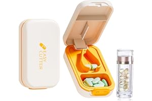 VILOSA Pill Cutter | Best Pill Cutter for Small or Large Pills | Design in The USA| Cuts Vitamins | Pill Splitter with Crystal Acrylic Pill Box